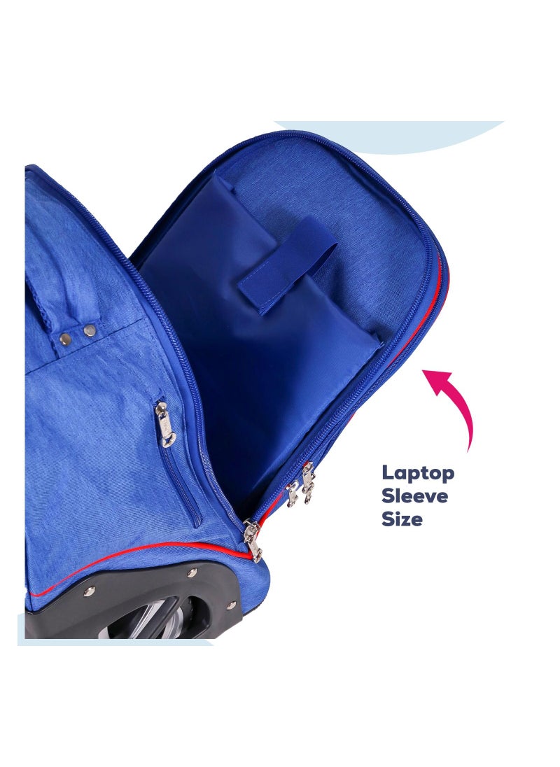 Eazy Kids - 18" Set of 2 Formula Racing  Big Wheel Trolley School And Pencil Case - Blue - Image 1