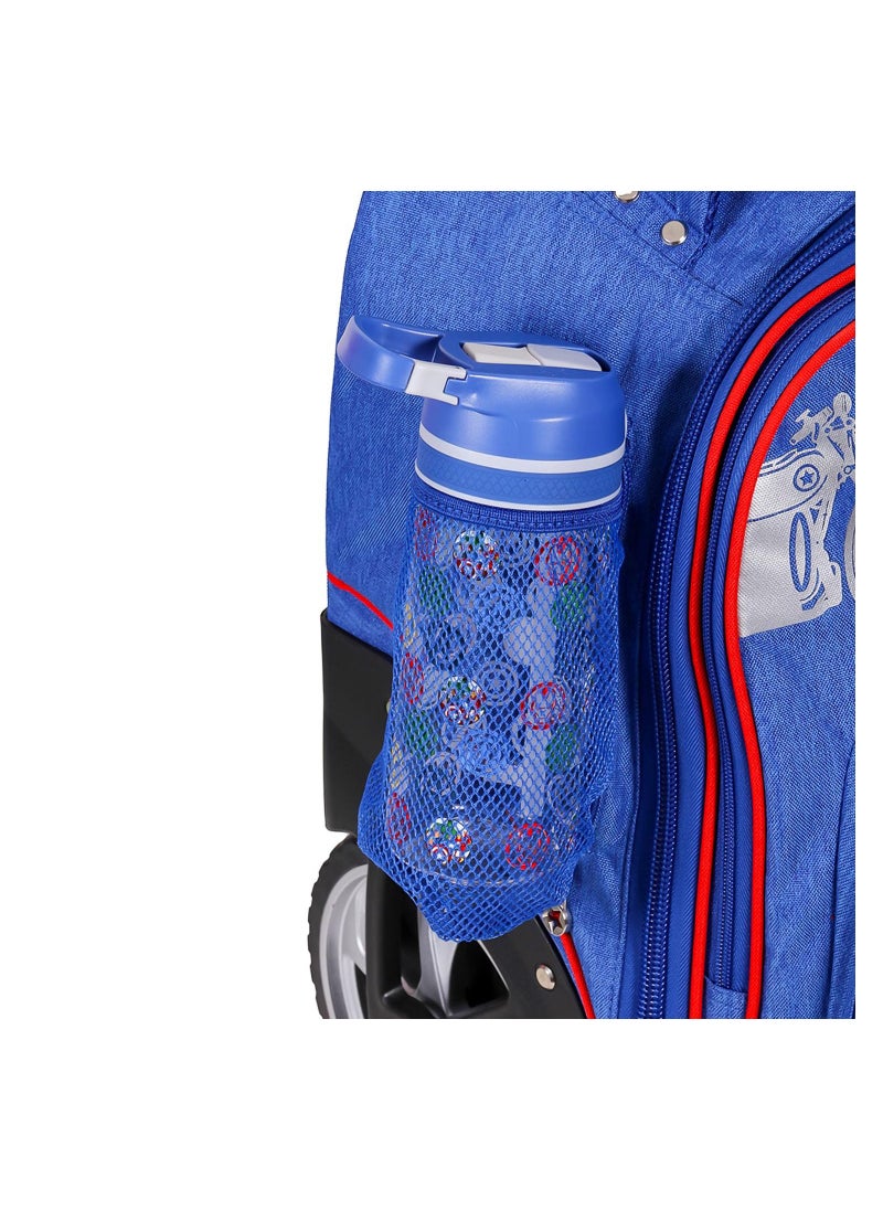 Eazy Kids - 18" Set of 2 Formula Racing  Big Wheel Trolley School And Pencil Case - Blue - Image 1