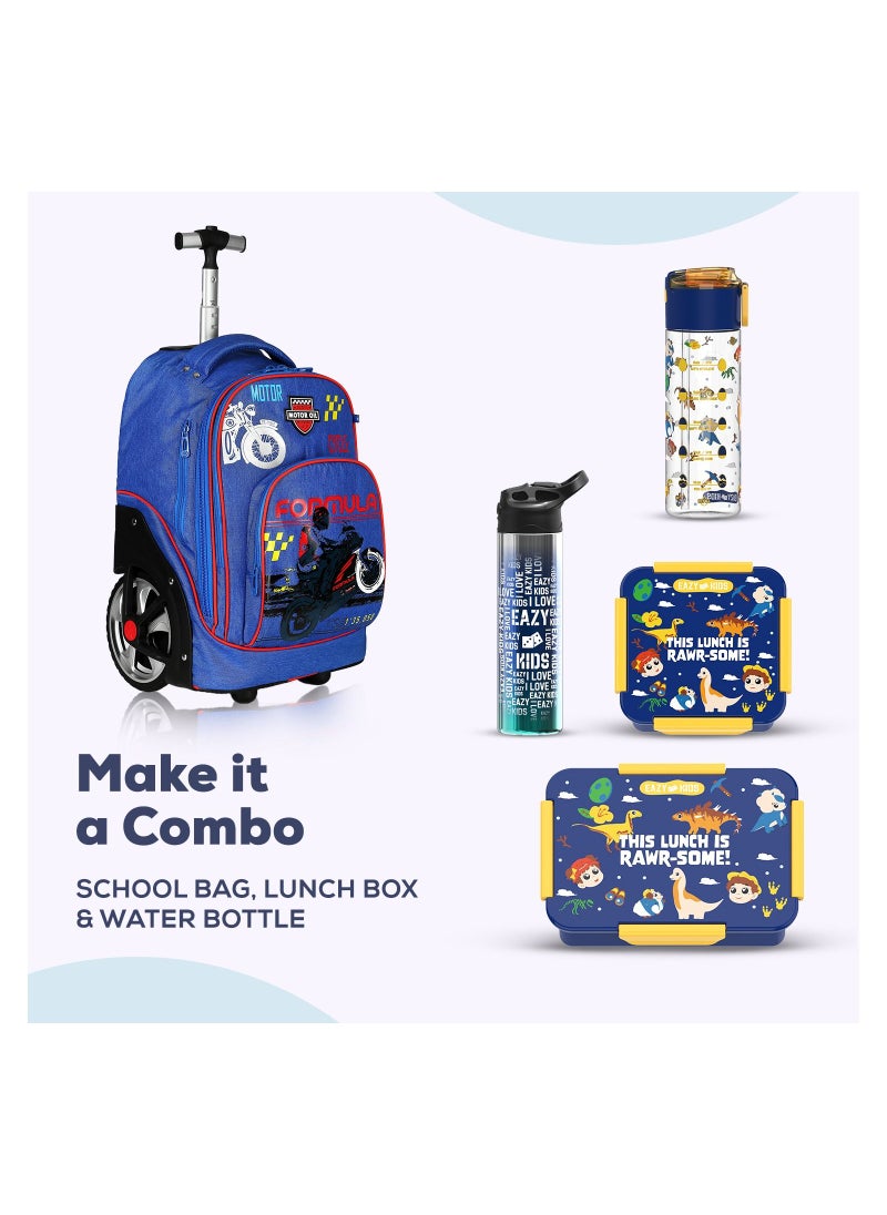 Eazy Kids - 18" Set of 2 Formula Racing  Big Wheel Trolley School And Pencil Case - Blue - Image 1