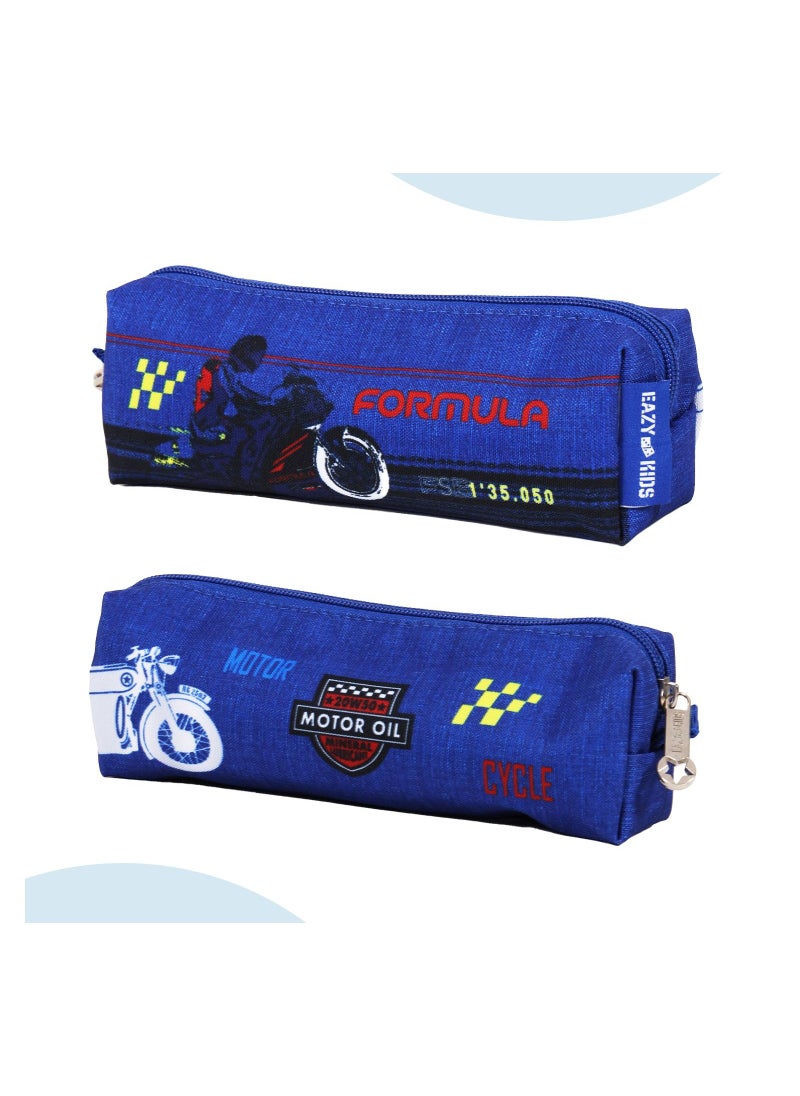 Eazy Kids - 18" Set of 2 Formula Racing  Big Wheel Trolley School And Pencil Case - Blue - Image 1