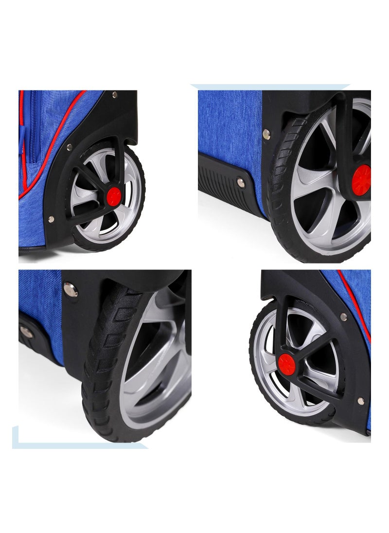 Eazy Kids - 18" Set of 2 Formula Racing  Big Wheel Trolley School And Pencil Case - Blue - Image 1