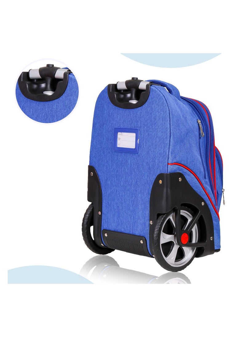Eazy Kids - 18" Set of 2 Formula Racing  Big Wheel Trolley School And Pencil Case - Blue - Image 1