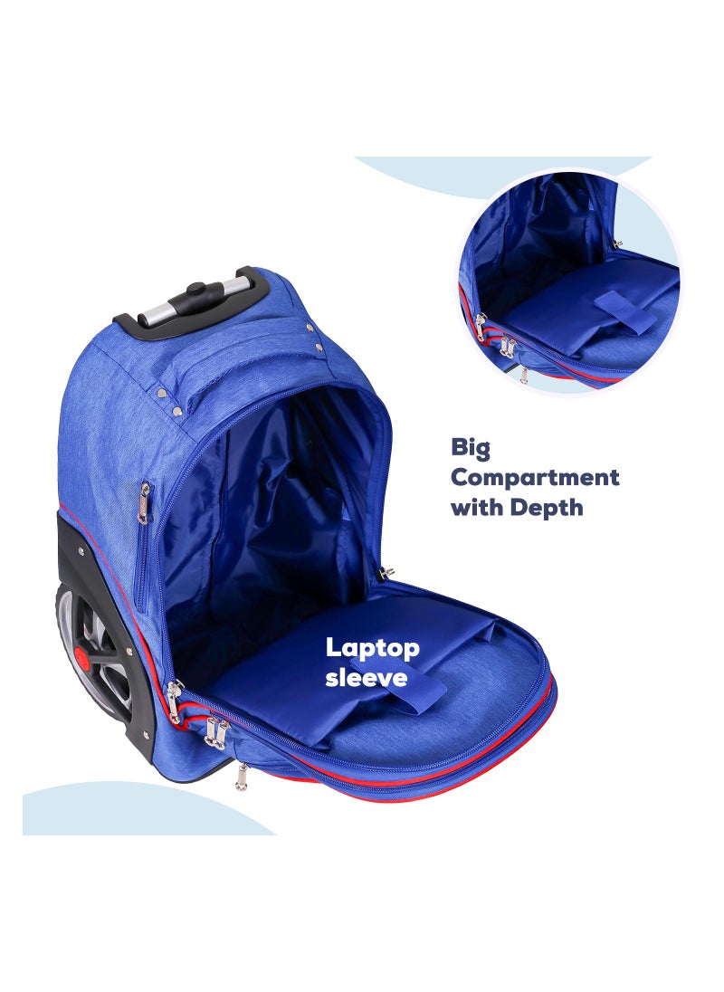 Eazy Kids 18" Set of 2 Formula Racing  Big Wheel Trolley School And Pencil Case - Blue  - Image 5