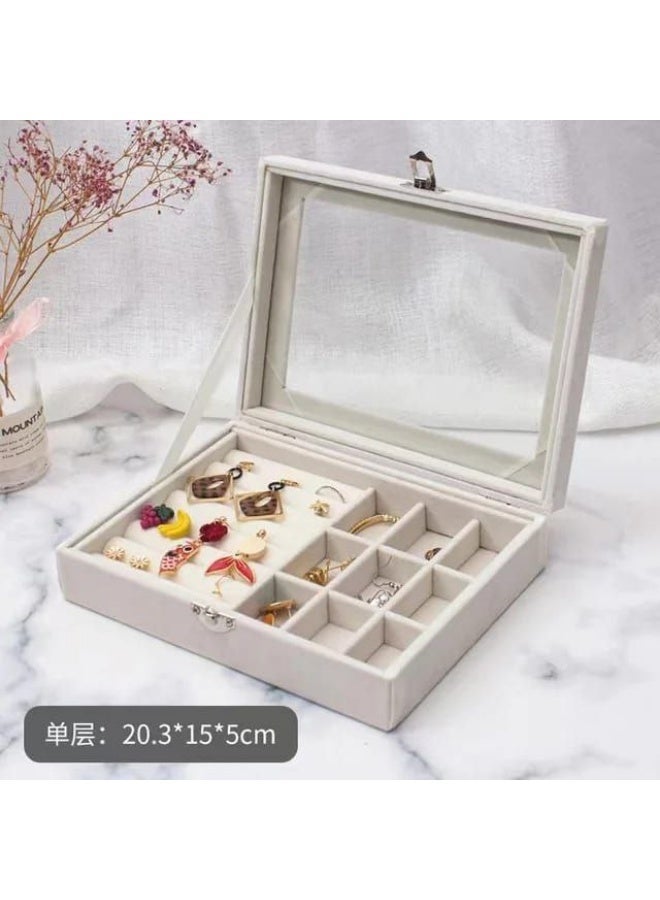 Jewelry and accessories organizer with a transparent lid, velvet jewelry box suitable for travel, organizer for rings, earrings, bracelets and brooches - Image 5
