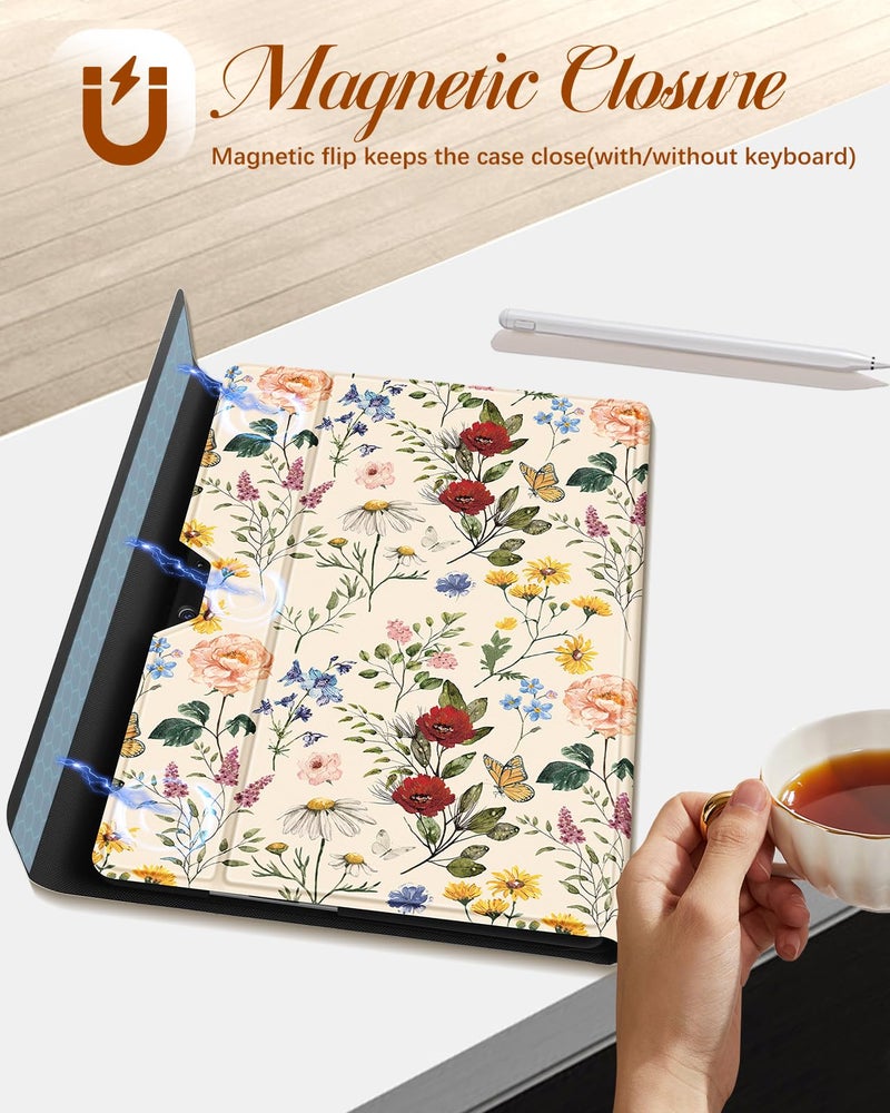 Wazzasoft for Microsoft Surface Pro 9 Case 13 Inch 2022 for Women Cute Girls Folio Cover Flower Floral Luxury Protection Compatible with Type Cover Keyboard for Windows Surface Pro 9 Case 13" Tablet - Image 4