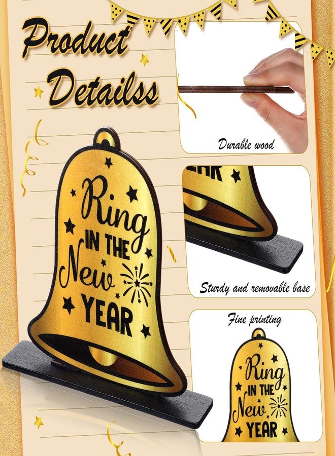Seenelling 6 Pcs Happy New Year Eve Table Decorations 2026 Wooden Table Centerpieces Black Gold Sign for Centerpieces New Years Eve Party Supplies - Image 4