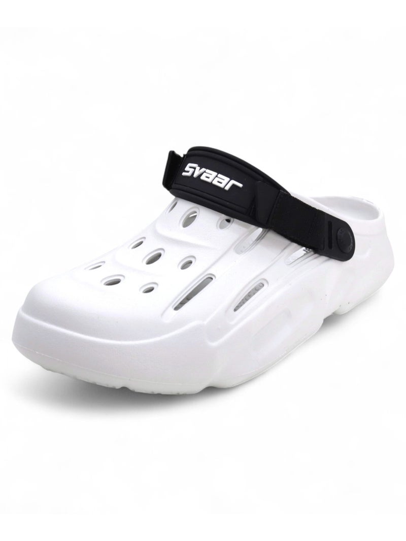 Svaar Designer Clogs, Lightweight Sandals with Adjustable Back Strap for Men Off White - Image 2