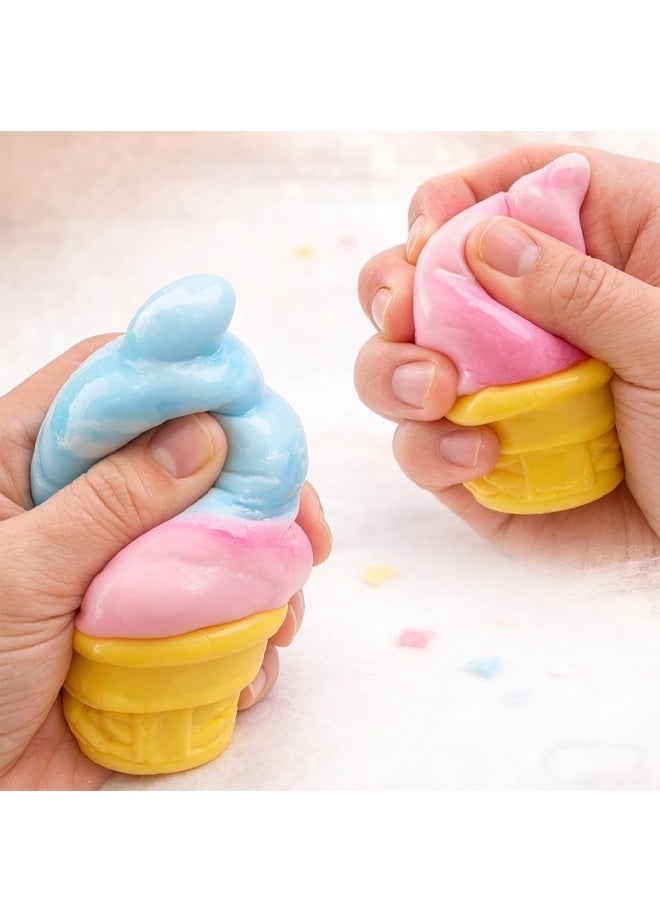 Ice Cream Cone Squishy Slow Rise Fidget Toy Stress Relief Pink - Image 1