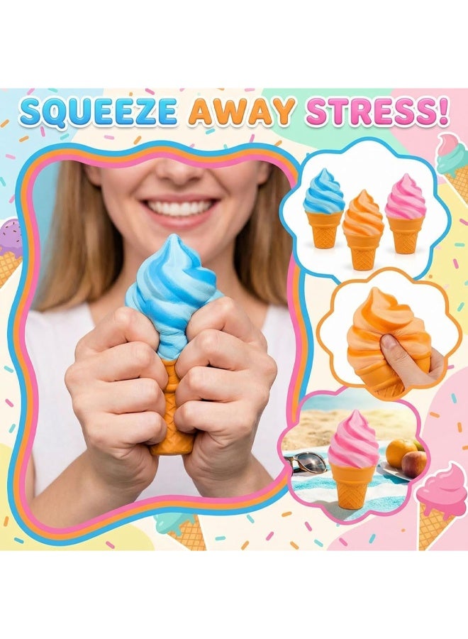Ice Cream Cone Squishy Slow Rise Fidget Toy Stress Relief Pink - Image 2