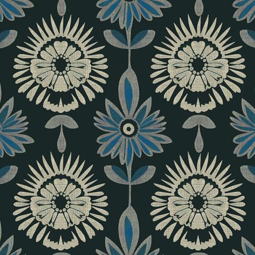 BOKEBEVE Green Leaves Wallpaper Stick and Peel Boho Floral Contact Paper Vintage Wallpapers Symmetrical Style Modern Renter Friendly for Accent Wall Cabinet Removable 17.5 x 393.5In - Image 1