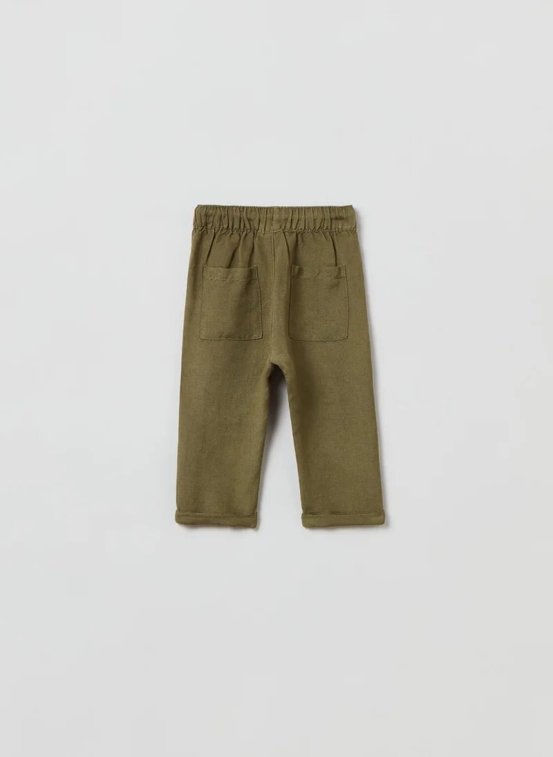 Ovs Linen and viscose trousers with drawstring