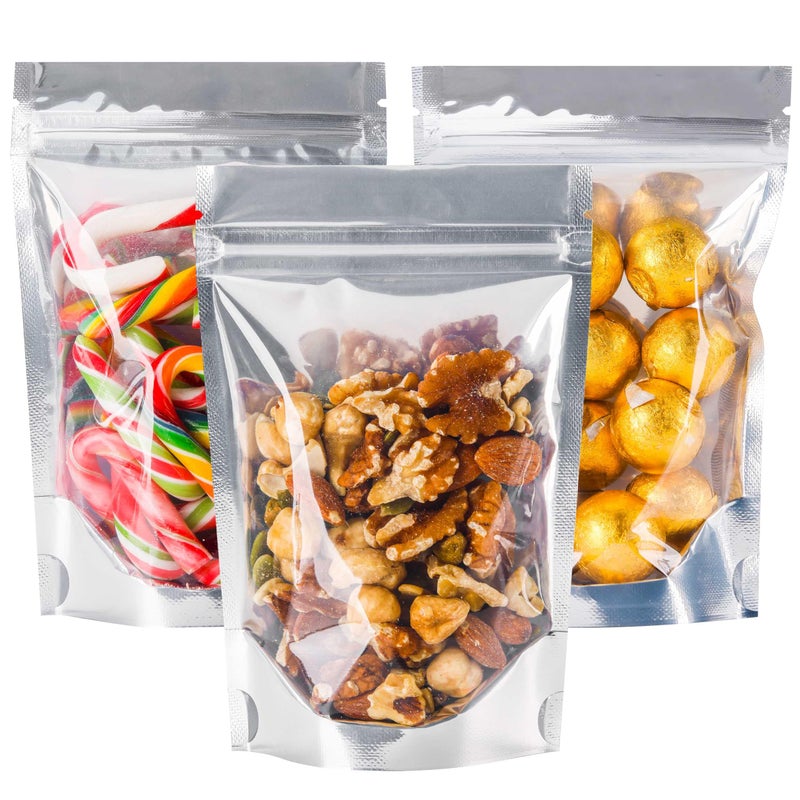 LOKQING 100 PACK 4x6 Mylar Bags for Food Storage Resealable Stand Up Bags for Small Business Packaging Supplies Clear Foil Food Storage Packaging Bag - Image 1