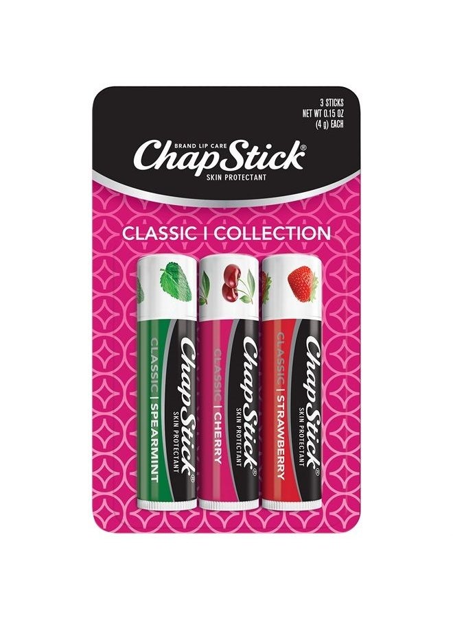chapstick Classic Spearmint, Cherry and Strawberry Lip Balm Tubes Variety Pack - 0.15 Oz Each (Pack of 3)  - Image 1