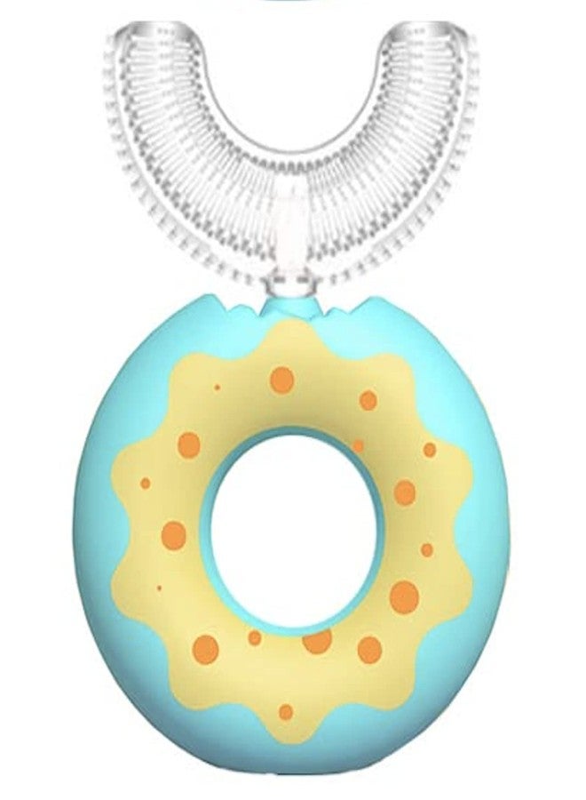 ZQBIEE U Shaped Toothbrush for Kids Manual Whitening Toothbrush Silicone Brush for Kids Children Infant Toothbrush For 2-6 Years Mouth-Cleaning (DONUT BLUE) - Image 1