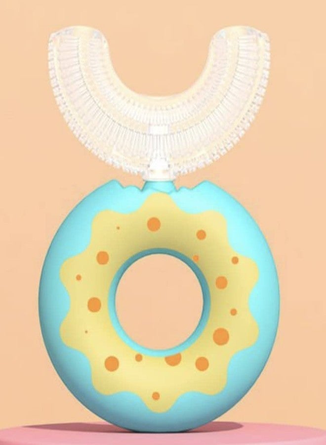 ZQBIEE U Shaped Toothbrush for Kids Manual Whitening Toothbrush Silicone Brush for Kids Children Infant Toothbrush For 2-6 Years Mouth-Cleaning (DONUT BLUE) - Image 2