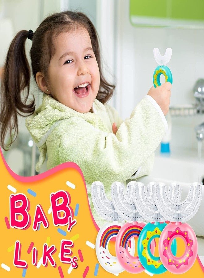 ZQBIEE U Shaped Toothbrush for Kids Manual Whitening Toothbrush Silicone Brush for Kids Children Infant Toothbrush For 2-6 Years Mouth-Cleaning (DONUT BLUE) - Image 3