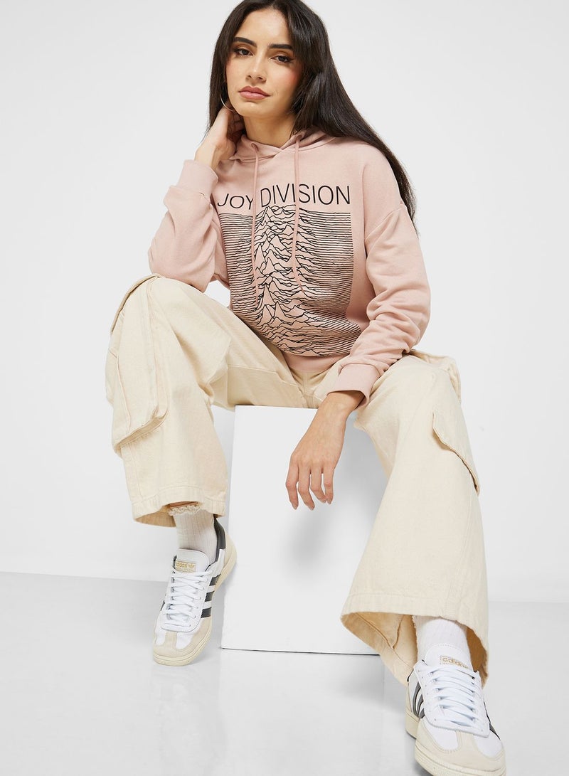 Joy Division Graphic Drawstring Hoodie  - Image 4