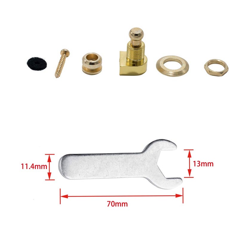 Rayzm Guitar Strap Locks Set, Security Strap Lock System for Acoustic/Electric/Bass Guitar, Quick Release Mechanism, Golden Metal Strap-lock Buttons with a Wrench (Golden) - Image 3
