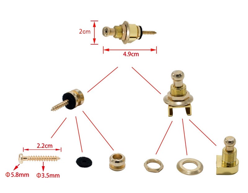 Rayzm Guitar Strap Locks Set, Security Strap Lock System for Acoustic/Electric/Bass Guitar, Quick Release Mechanism, Golden Metal Strap-lock Buttons with a Wrench (Golden) - Image 5