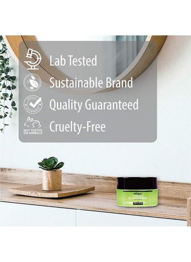 Hebepe - Green Tea Matcha Lip Sleeping Mask Overnight with Applicator Dry Lips Treatment with Coconut Oil Vitamin E Fig Extract Orchid and Shea Butter Moisturizer for Dry Chapped Cracked Lips - Image 1