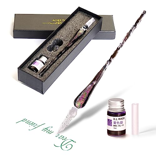 Aokuy Glass Dip Pen Set,Calligraphy Pen,Crystal Signature Pen for Art, Writing, Signatures -Decoration and Business Gift - Image 1