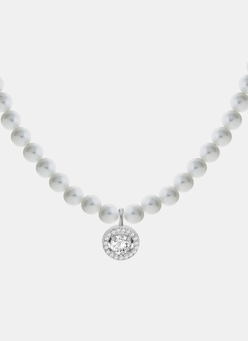 ليو جو عقد بخرز ولؤلؤ وقلادة مستديرة مرصعة بالكريستال