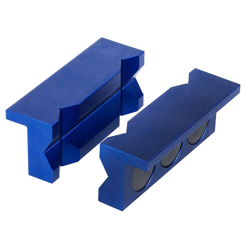 PTNHZ Aluminum 4 Vise Jaw Protective Inserts for Wide Array of Vices with Magnetic BackBlue