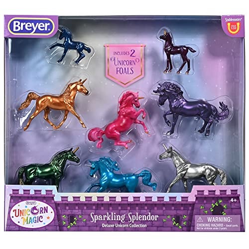 Breyer Horses Stablemates Sparkling Splendor Deluxe Unicorn Set  8 Unicorn Set  Unicorn Toy  Horse Figurines  375 x 25  132 Scale  Model 6937 - Image 1