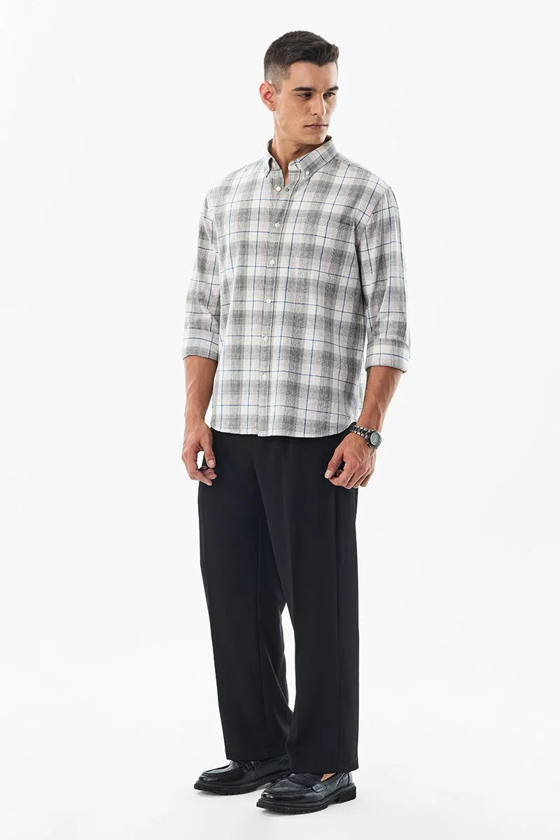 SNITCH Grey Checkered Long Sleeve Regular Fit Shirt