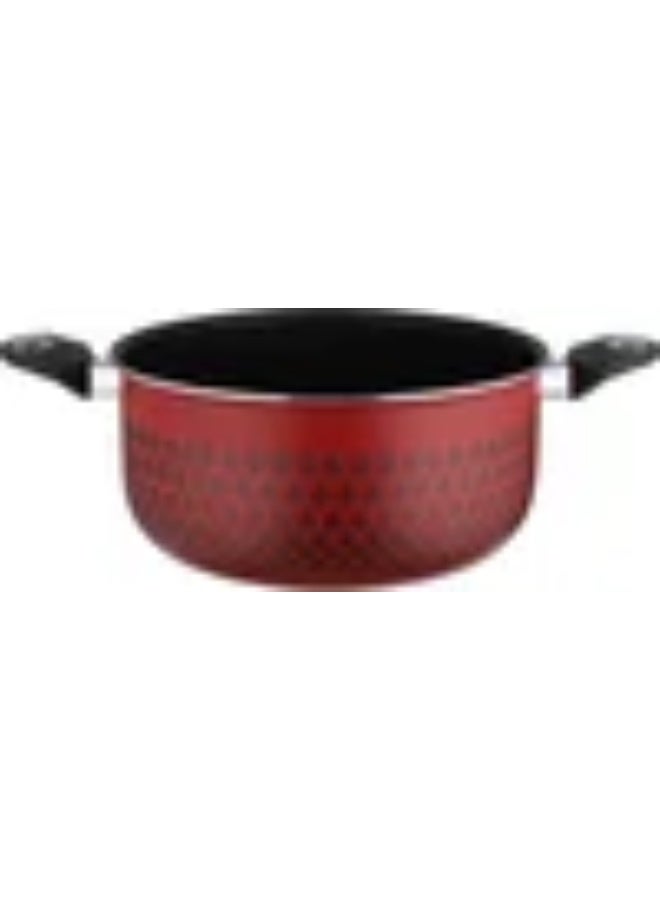 Cooking Pot, 30cm, Glass Lid - Red/Black - Image 3
