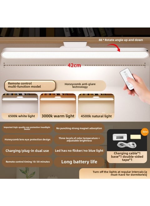 Creative Led Eye Protection Desk Lamp Charging Cool Dead Lamp Dormitory Study Special Bedside Reading Night Light Student Gift-Specifications:Lender 42CM Remote Control Model [base Magnetic Suction Three Color Temperature Touch/remote Control Charging And Inserting Dual Use] Data Line