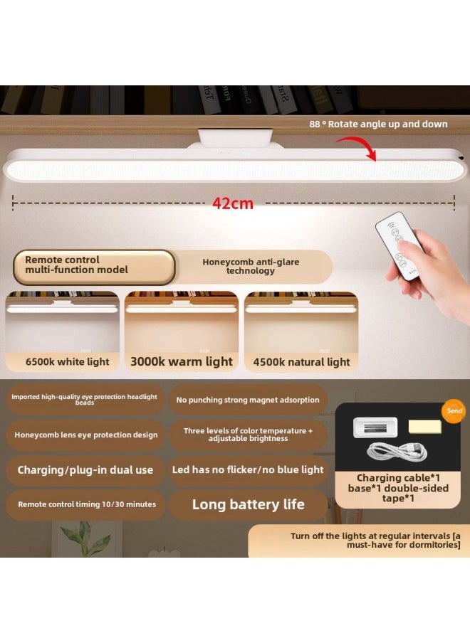 Creative Led Eye Protection Desk Lamp Charging Cool Dead Lamp Dormitory Study Special Bedside Reading Night Light Student Gift-Specifications:Lender 42CM Remote Control Model [base Magnetic Suction Three Color Temperature Touch/remote Control Charging And Inserting Dual Use] Data Line
