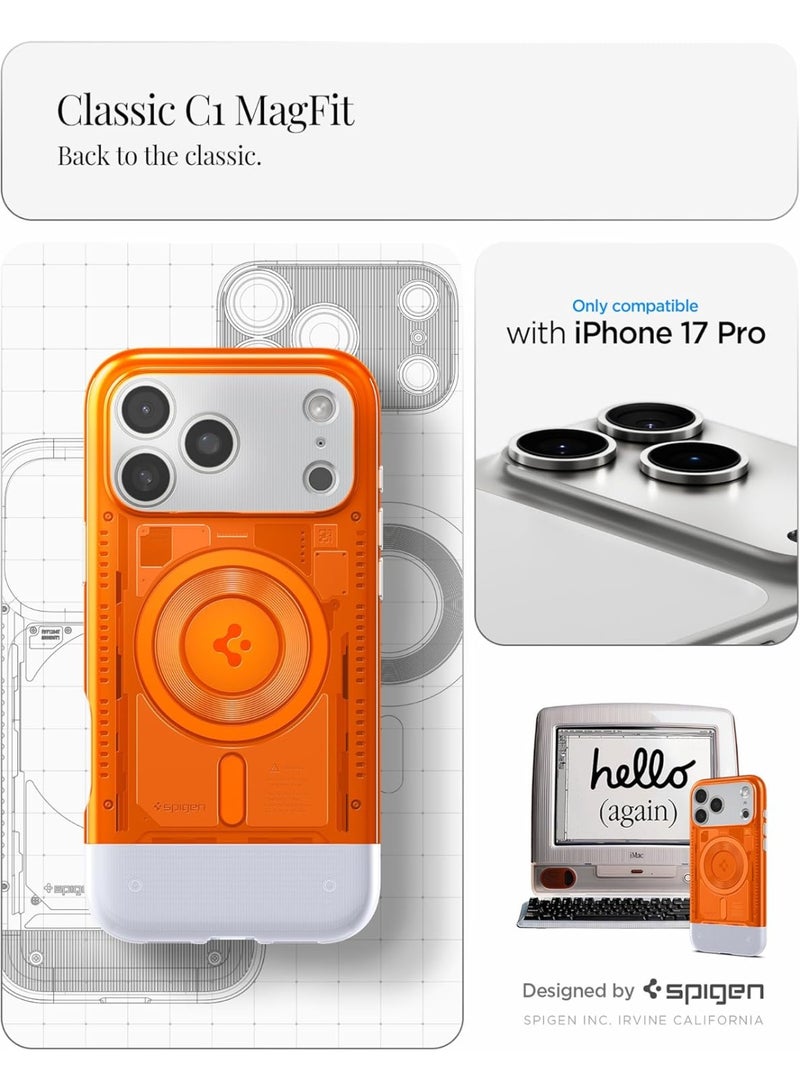 Spigen Classic C1 MagFit for iPhone 17 PRO Case Cover with MagSafe & Extreme Protection Tech - Tangerine - Image 2