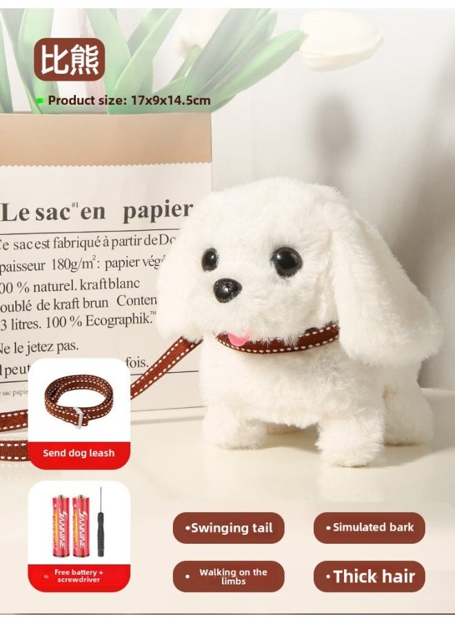 Toy Dog Children's Electric Puppy Simulation Will Bark Will Walk Plush Bunny Pet Children Leash Than Bear Dog-Color:Bichon Dog-Standard Edition  - Image 1