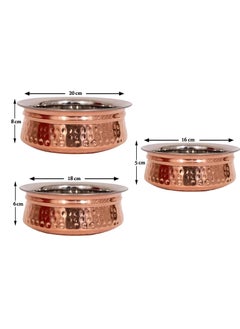 Royal Copper Handmade Hammered Handi Pot 3 pieces Set  - Image 2
