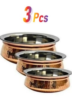 Royal Copper Handmade Hammered Handi Pot 3 pieces Set  - Image 1