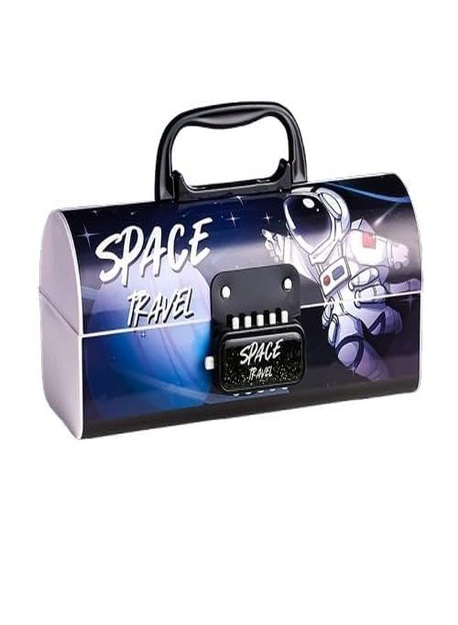 SQUICKLE Double Password Lock Cartoon Pencil Case | Multifunctional Stationery Organizer Box | Suitcase Shape Pencil Case for Boys and Girls for Birthday Gift (Pack of 1) (Space Travel) - Image 1