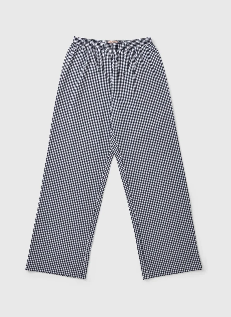 Matalan Navy Gingham Wide Leg Pyjama Bottoms