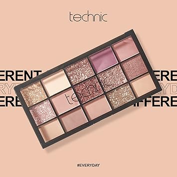 Technic باليت ظلال العيون تكنيك دعوة فقط 15 لون قابل للمزج مع جليترات ولامعات عالية الصبغة وماتس لمظهر نهاري أو ليلي مزيج من الوردي والتوت والألوان المحايدة 225غ - Image 2