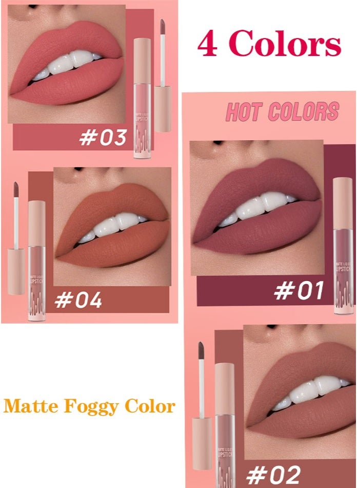 Best-Selling Nude Lipstick With No Stickiness. Natural Matte Gloss Set Of Four Colors That Won't Fade. - Image 4