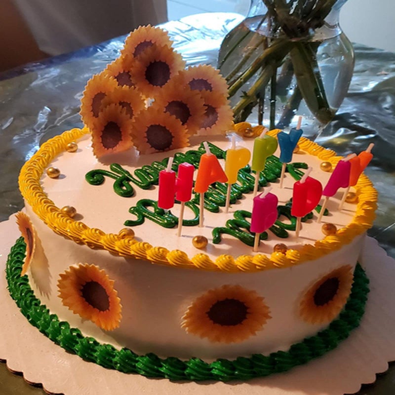 GEORLD Edible Cake Topper Wafer Sunflower Cupcake Decoration by Wafer Paper,36 Counts,Flat not 3D - Image 4