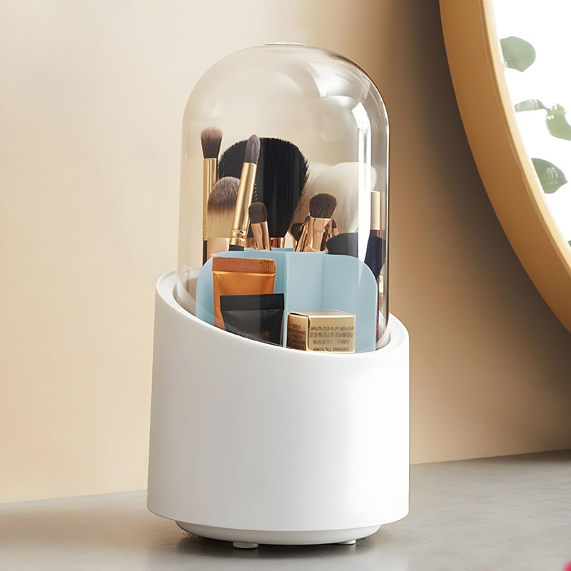 Cheet enterprise TRANSPARENT MAKEUP BRUSH BOX WITH LID DUST PROOF VANITY DESKTOP BATHROOM COUNTER COSMETIC ACCESSORIES - Image 1