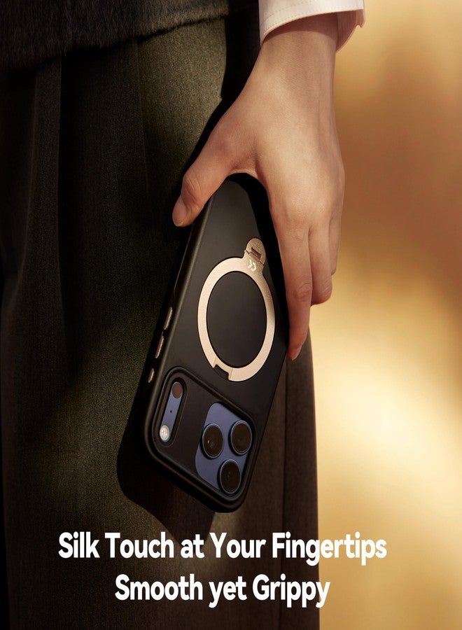 جراب CASEKOO Midnight Black مصمم خصيصًا لهاتف iPhone 17 Pro مع حامل مغناطيسي دوار [حماية عسكرية تصل إلى 16 قدمًا] [حافة مانعة للانزلاق] [متوافق مع MagSafe] حامل MagicStand 360 لهاتف iPhone 17 Pro مع حامل 6.3 بوصة - Image 3