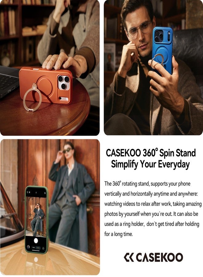 جراب CASEKOO Midnight Black مصمم خصيصًا لهاتف iPhone 17 Pro مع حامل مغناطيسي دوار [حماية عسكرية تصل إلى 16 قدمًا] [حافة مانعة للانزلاق] [متوافق مع MagSafe] حامل MagicStand 360 لهاتف iPhone 17 Pro مع حامل 6.3 بوصة - Image 4
