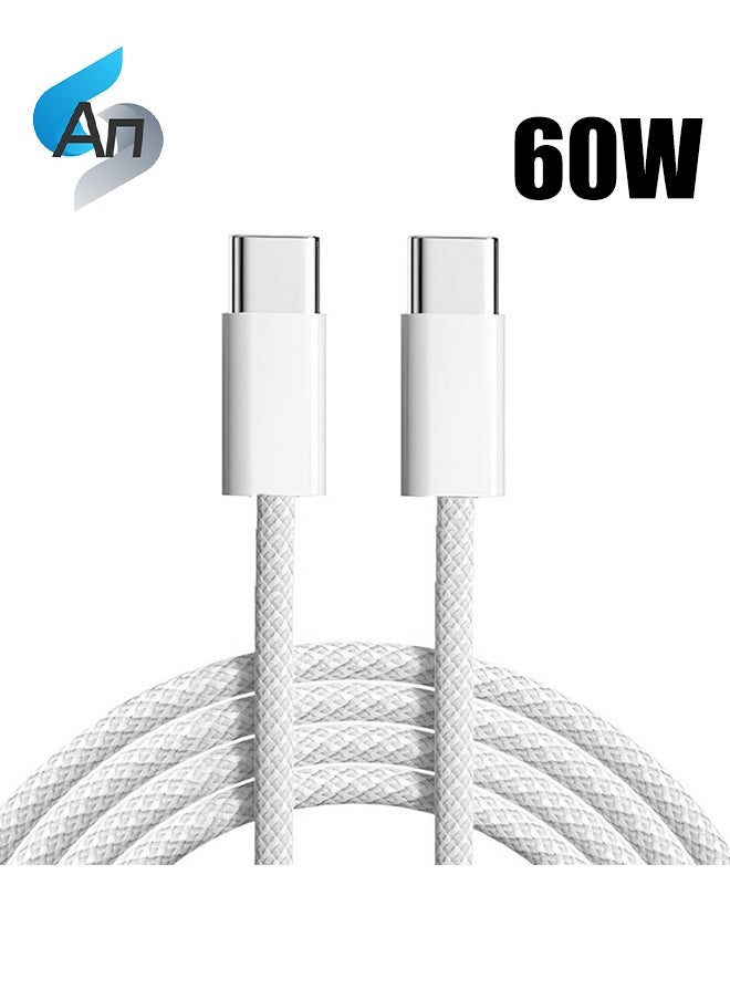An 60W USB C to C Woven Charging Cable, Fast Charger Cable, Compatible with iPhone 15/16,15/16 Pro,15/16 Plus,15/16 Pro Max, Laptops and Lot More - 1 Meter  - Image 1