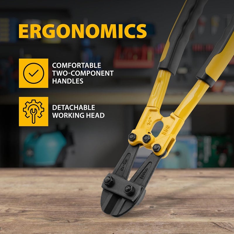 DENZEL 14-Inch Heavy-Duty Bolt Cutter – Cr-Mo Steel Wire Cutter with Ergonomic Handles, High-Leverage Cutting Tool - Image 4