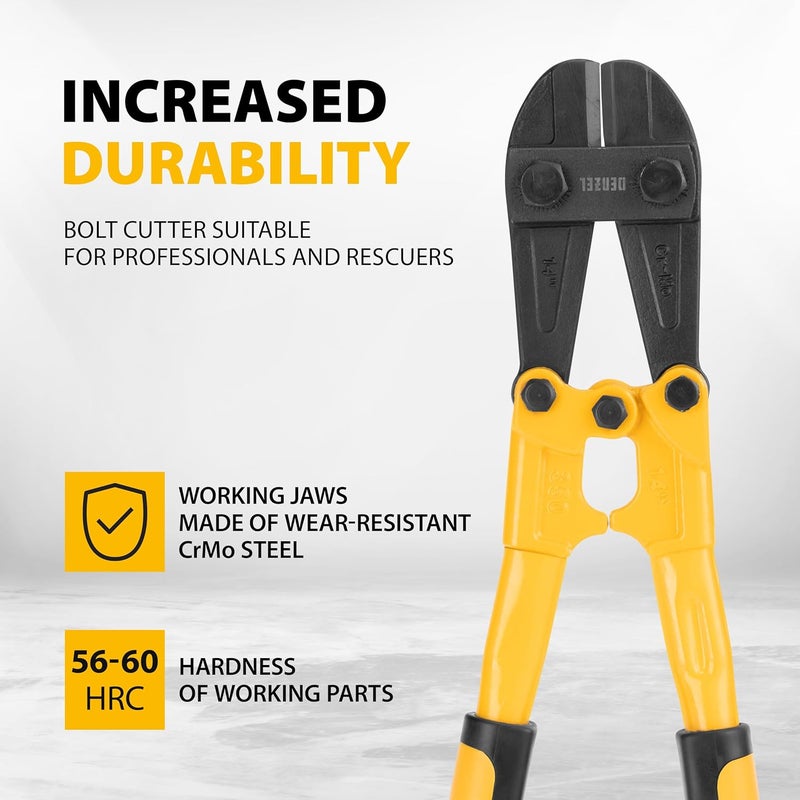 DENZEL 14-Inch Heavy-Duty Bolt Cutter – Cr-Mo Steel Wire Cutter with Ergonomic Handles, High-Leverage Cutting Tool - Image 2