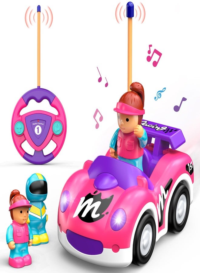 Elovien Remote Control Car for Toddlers 1-3, RC Race Toys for 3 Year Old Girl, Radio Controlled Car with Lights & Music Toys for Ages 2-4 Girls, Birthday Gift for Toddlers Baby Girls (Pink) - Image 1