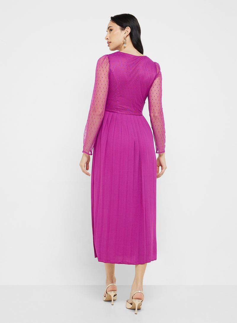 ليتل مسترس فستان طويل بأكمام مطوية - Image 2