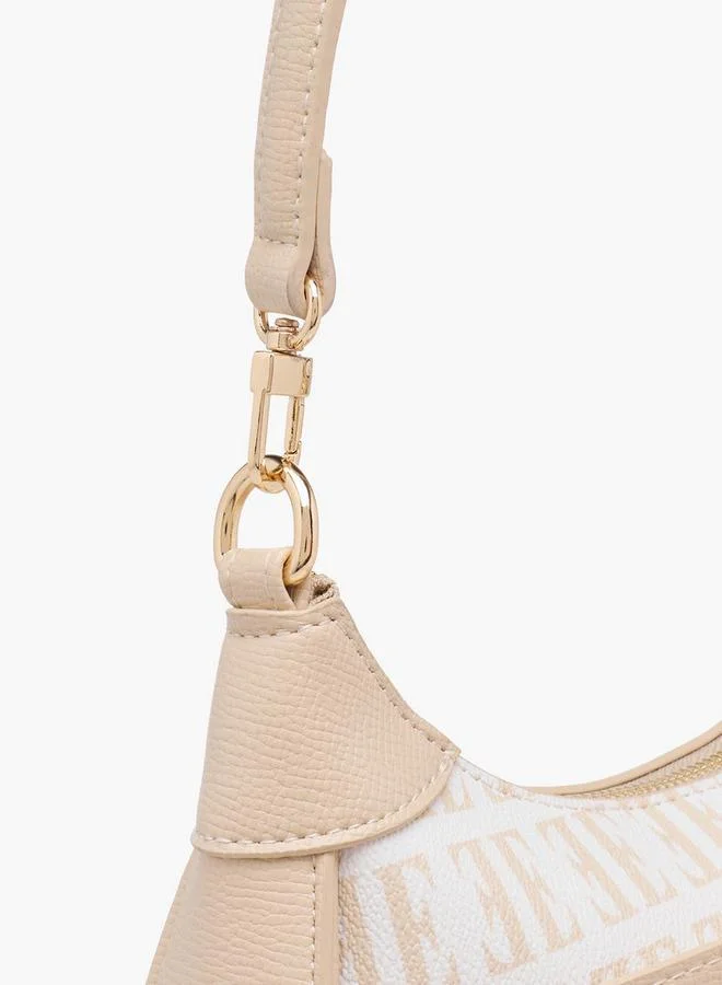 ELLE BEIGE Monogram Print Shoulder Bag with Detachable Strap for Women | Best Price UAE